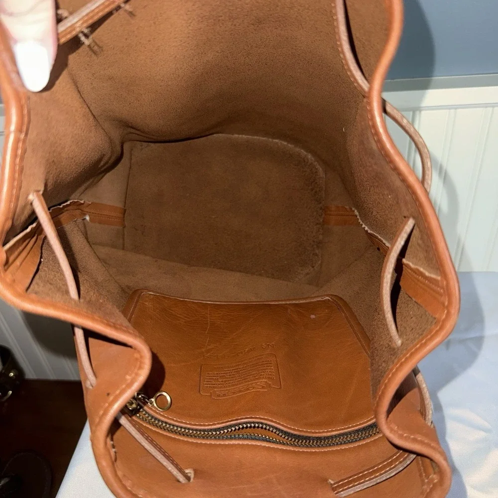 Vintage Coach #9929 British Tan Leather The Sling Large Drawstring Bucket Bag